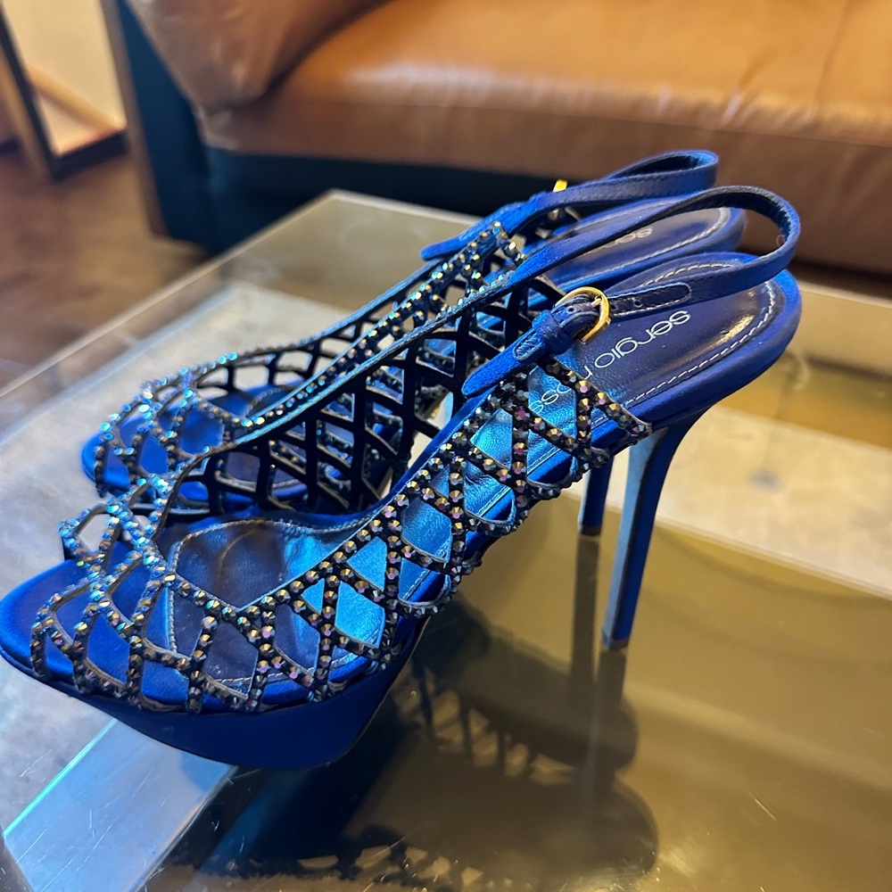 Sergio Rossi Royal Blue Lattice Heels